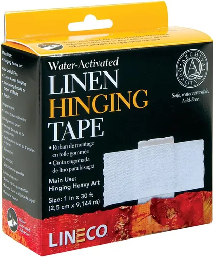 Lineco, Cinta de lino activada por agua, cinta autoadhesiva de pH neutro sin ácido para bisagras, fotos, póster, 1 pulgada x 30 pies