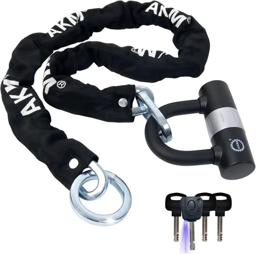 Miniatura 12 de AKM Candado de cadena para bicicleta de 47.2 in/4 pies, resistente, duradero, 0.472 in de grosor, antirrobo, cadena de bicicleta con 4 teclas