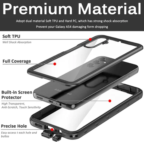 Miniatura 3 de Miimall Funda impermeable compatible con Samsung Galaxy A54 5G, protector de pantalla transparente HD integrado, parachoques completo a prueba