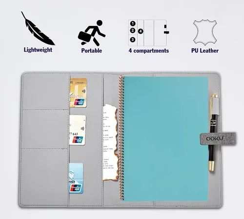 Miniatura 5 de Cubierta de cuaderno de viaje A5 OOKU compatible con Rocketbook Fusion tamaño ejecutivo, cuaderno inteligente reutilizable, planificador Panda