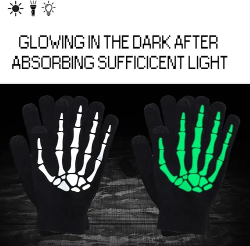 Miniatura 3 de Uttpll Guantes unisex de Halloween para cosplay, guantes de esqueleto para adultos, esqueleto completo de medio dedo, accesorios de cosplay