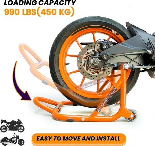Miniatura 2 de GRAND PITSTOP Soporte para motocicleta, soporte de elevación de paddock para rueda trasera con horquilla y bobina de basculante, capacidad