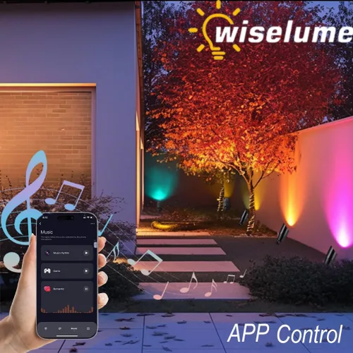 Miniatura 5 de RGB+CCT Iluminación de bajo voltaje para paisaje al aire libre con cambio de color, IP65 impermeable, focos elevados para jardín y patio, focos