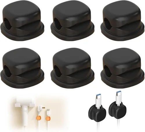Paquete de 6 organizadores magnéticos de cables de carga, organizador de cables, clips magnéticos para organizar cables con soporte adhesivo para