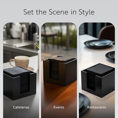 Miniatura 6 de Restaurantware Servilletero de cóctel de 5.5 x 4 pulgadas, 1 servilletero cuadrado plano – para bares, mesas de cocina o encimeras, resistente Negro