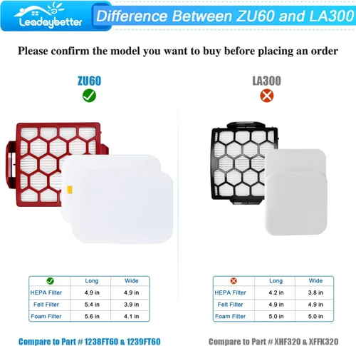 Miniatura 6 de Leadaybetter Filtro de repuesto ZU100 ZU102 para Shark Navigator Pet Plus NV150, NV251, NV255 y Zero-M Cepillo autolimpiante Pet Pro ZU60, ZU62