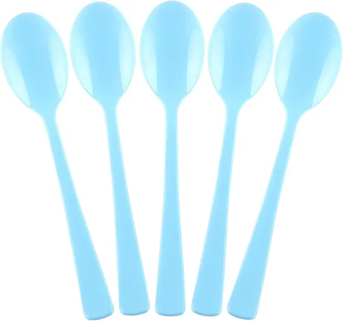 Miniatura 10 de Kochorie Paquete de 180 cucharas de plástico negras, utensilios desechables resistentes, 6.8 pulgadas, cucharas negras para fiesta a granel