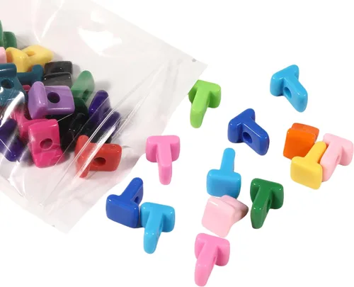 Miniatura 29 de 40 cuentas de letras 3D focales acrílicas sueltas para hacer joyas, pulseras, collares, llavero, bolsa de teléfono, cadena, llaveros (letras mixtas)