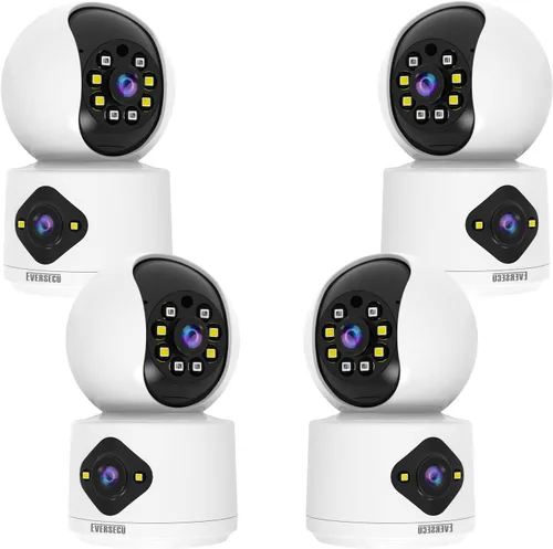 EVERSECU Cámara interior de doble lente de 2K 3MP, cámara WiFi de 2.4 GHz con cable para bebé doméstico, detección de movimiento AI, seguimiento