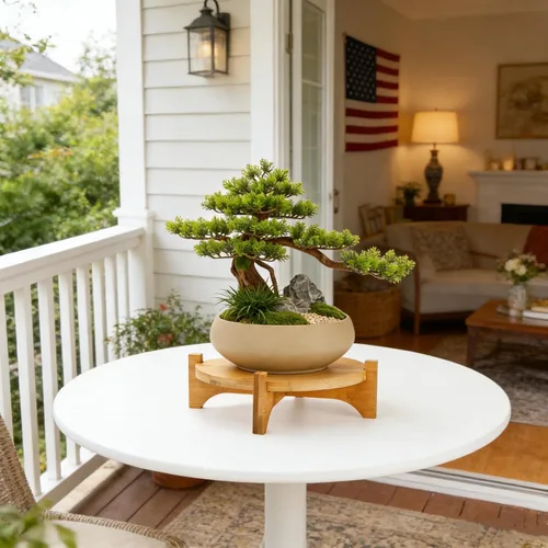Miniatura 9 de Pumtus Paquete de 2 soportes pequeños para plantas, soporte de madera para macetas de interior, soporte desmontable de bambú para macetas