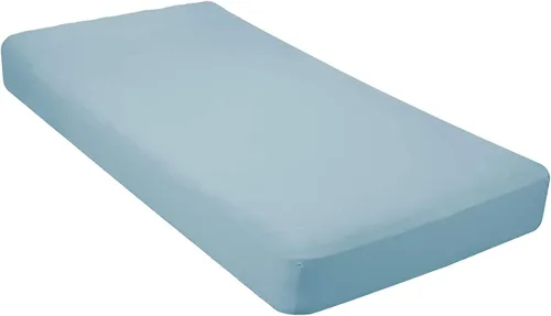 Miniatura 2 de Sábana bajera ajustable 100% algodón de punto jersey, para colchones estándar de cuna y niños pequeños, color azul claro, suave y transpirable