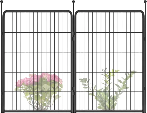 Miniatura 58 de FXW - Valla de jardín metálica y resistente para exteriores, barrera para perros y conejos, fácil instalación, negro, 24 pulgadas de alto x 29.6
