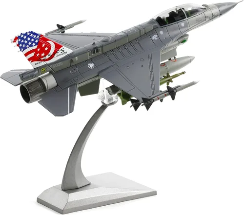 Miniatura 9 de NUOTIE 1/100 F-16C Fighting Falcon Fighter Model Metal DieCast Aircraft Jet Kit Modelo de Avión de Combate Avión de Caza Militar para Colección