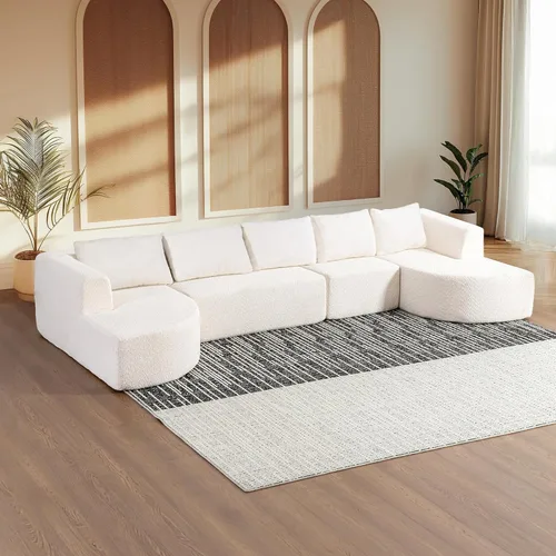 Miniatura 12 de Sofá modular modular de 144 pulgadas, sofá de nube en forma de U de gran tamaño, color negro No Assembly Required • 22" Deep Memory Foam Seat •
