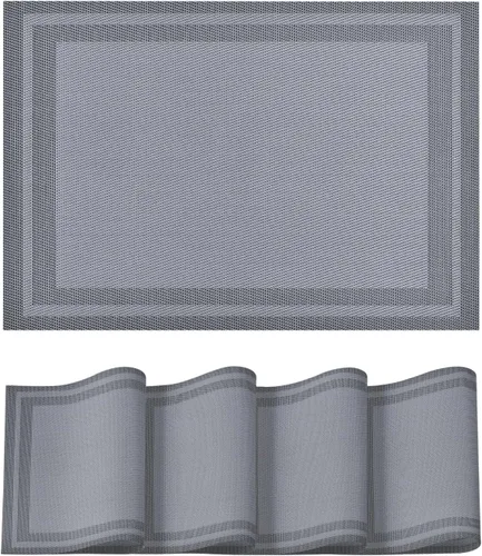 Miniatura 8 de Artoid Mode Juego de 4 manteles individuales de vinilo color gris, lavables, resistentes al calor, antideslizantes, de plástico, PVC, para casa