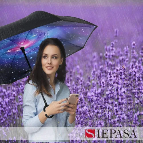 Miniatura 3 de Siepasa Paraguas invertido de 40, 49, 56, 62pulgadas, doble toldo extragrande, ventilado, resistente al viento, impermeable, con mango en forma de C
