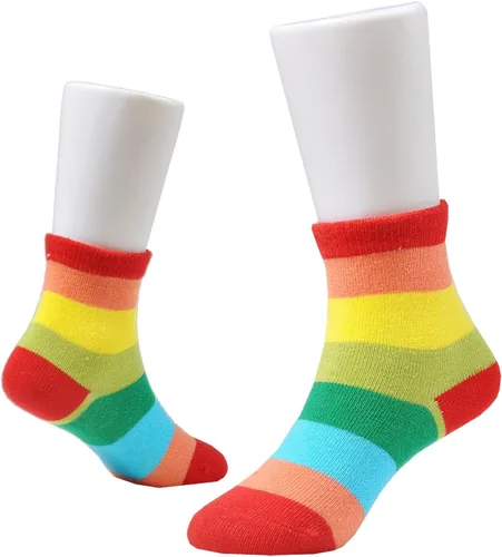 Miniatura 45 de EPEIUS Paquete de 5 calcetines sin costuras con rayas arcoíris para niños y niñas