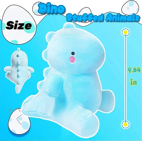 Miniatura 2 de Juguetes de peluche de dinosaurio azul de 10 pulgadas, lindos animales de peluche de dinosaurio para niños y niñas, peluches de dinosaurio Kawaii