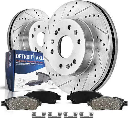 Miniatura 29 de Detroit Axle - Rotores de freno perforados traseros + repuesto de pinza de freno de disco trasera izquierda para Acura TL Honda Element - Juego de 3