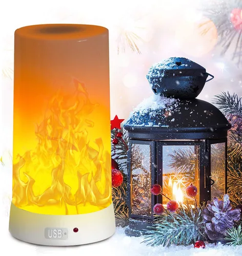 Miniatura 8 de luces de llama LED con temporizador remoto, lámpara de llama 4 modos luces de fuego USB recargables para interiores, chimenea decorativa