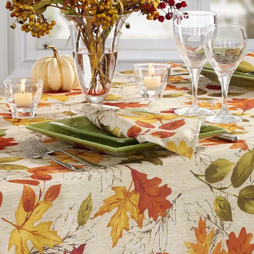 Miniatura 8 de Elrene Home Fashions - Servilletas de tela con estampado de hojas de otoño, 17 x 17 pulgadas, juego de 8
