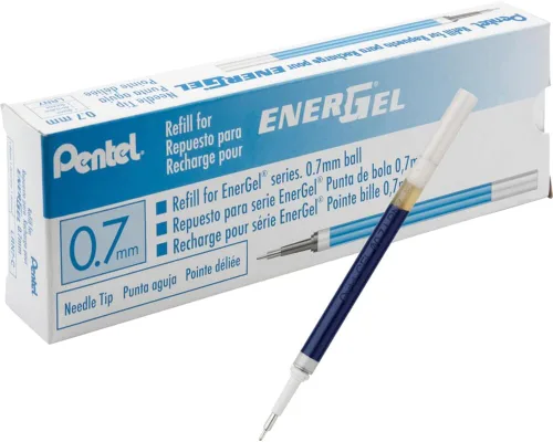 Pentel - Tinta de recarga para bolígrafo de gel líquido EnerGel, (0.7mm), punta de aguja, tinta azul, paquete de 1 unidad (LRN7-C)