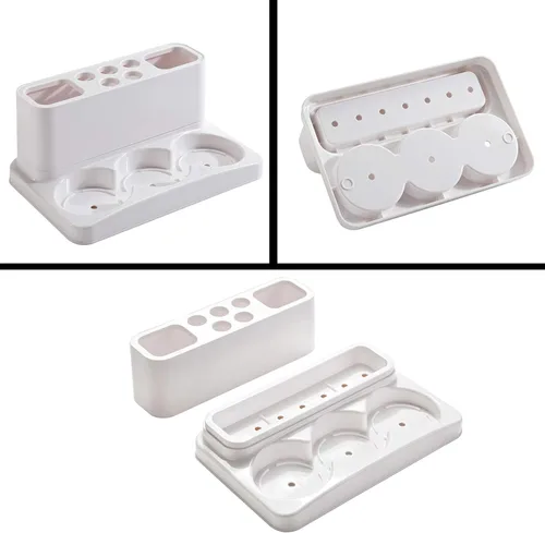 Miniatura 5 de Aebeky Juego familiar para cepillo de dientes para niños, organizador de almacenamiento de baño (naranja+azul+rosa)