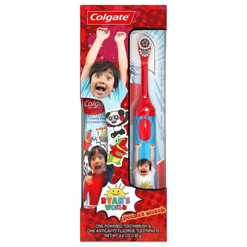 Miniatura 16 de Colgate, Máscaras de pijama para niños, cerdas extrasuaves, el color puede variar, 1 cepillo de dientes alimentado por batería, 1 unidad