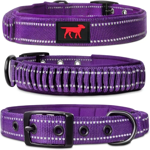 Miniatura 12 de Tuff Pupper Collar de perro resistente con asa Collar de nailon balístico resistente Collar de perro acolchado reflectante con hardware Azul