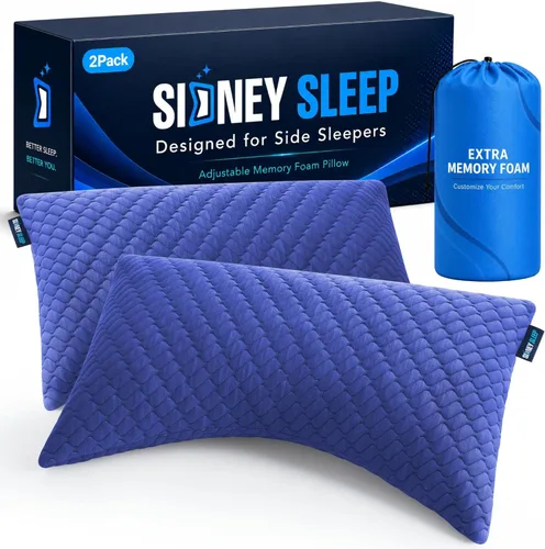 Miniatura 23 de Sidney Sleep Almohadas curvas ajustables para soporte de cuello y hombros con relleno extra triturado, almohada de contorno cervical para personas