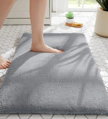 Miniatura 47 de MINIDEAR - Alfombras de baño 24x17 beige - Tapete de baño de espuma elástica gruesa, ultra suave y pachona, antideslizante, de secado rápido