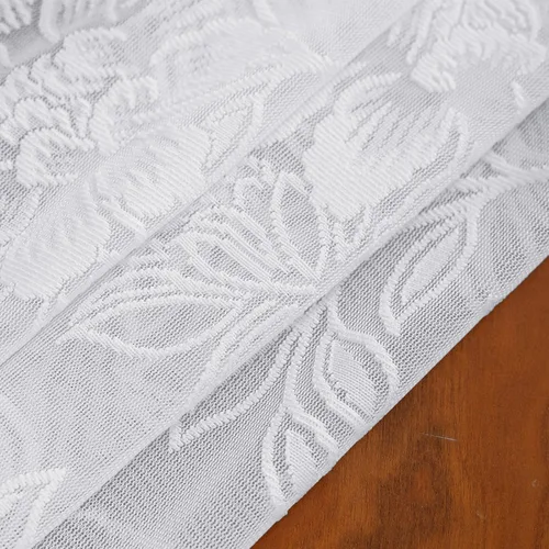 Miniatura 6 de FINECITY Cortina de ducha de encaje pequeño blanco, 1 panel, 36 pulgadas de ancho x 72 pulgadas de largo, cortina de encaje transparente