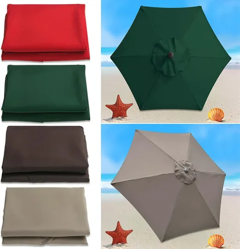 Miniatura 6 de Toldo de repuesto para sombrilla de patio de 10 pies, 8 varillas, impermeable y resistente a la decoloración, tela de poliéster gruesa para patio