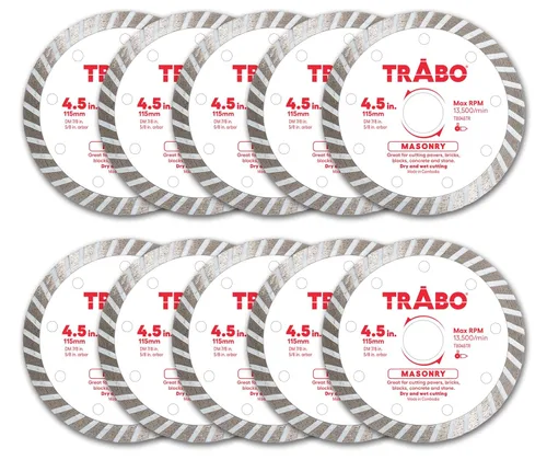 Miniatura 11 de Trabo Paquete de 3 cuchillas de unión de metal con borde turbo de mampostería de 4 pulgadas para cortar cemento, adoquines, hormigón con barra