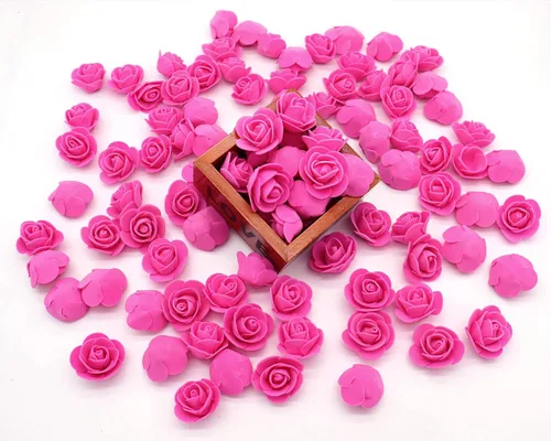 Miniatura 3 de D-Seven Flores artificiales, 100 unidades, mini rosas de espuma para manualidades, ramos de boda, centros de mesa de baby shower, arreglos florales