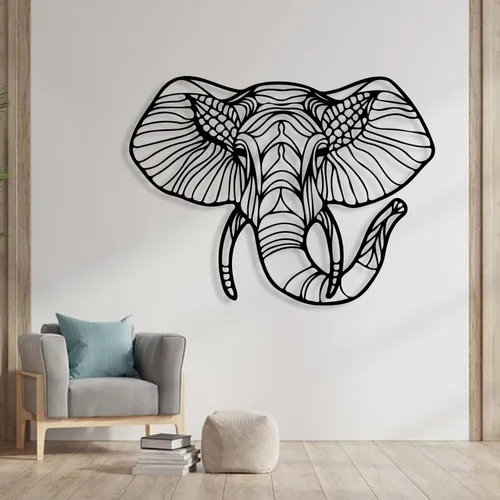 Miniatura 2 de Cadeali Arte de pared de cabeza de animal de elefante, arte moderno de pared de metal grande para sala de estar