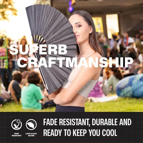 Miniatura 76 de SoJourner Bags Rave Fan – Ventilador plegable grande – Ventilador de mano Clack para raves, Halloween, Burlesque, trajes de arcoíris para mujeres