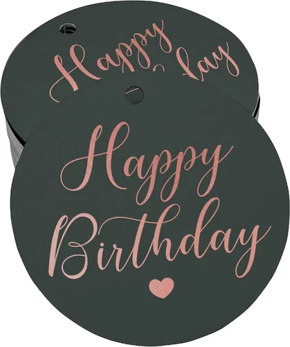 Miniatura 62 de Etiqueta de papel para colgar con texto en inglés «Happy Birthday» (50 unidades)