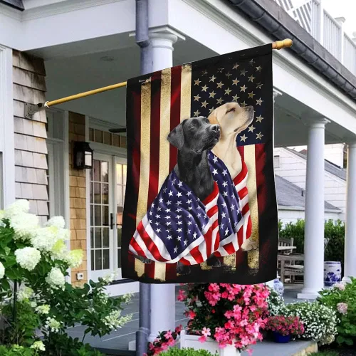 Miniatura 30 de FLAGWIX Banderas de perro patriota americano, bandera de perro labrador retriever de doble cara, decoración para el hogar, exterior, bandera
