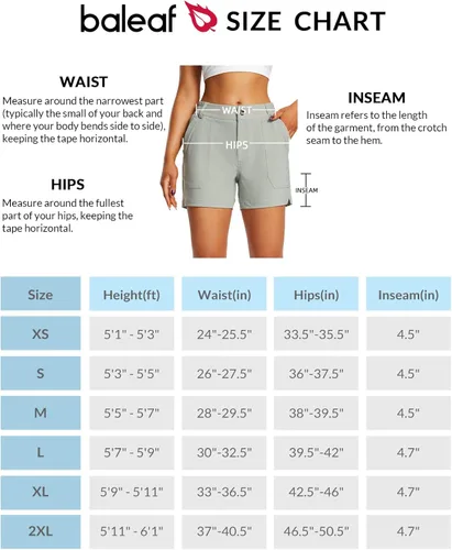 Miniatura 7 de BALEAF Pantalones cortos de senderismo de golf de 4.5 pulgadas para mujer, elásticos, de secado rápido, con bolsillos con cremallera, pantalones