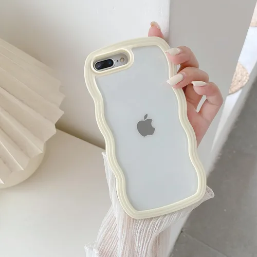 Miniatura 45 de QLTYPRI Funda compatible con iPhone 7/8/SE, bonita funda transparente con marco ondulado rizado para niñas y mujeres, funda protectora de TPU