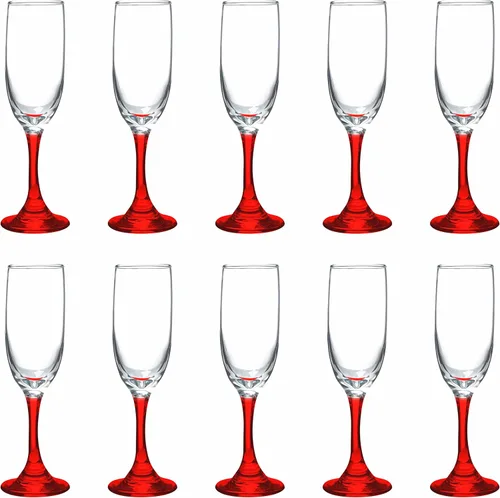 Miniatura 27 de DISCOUNT PROMOS Premiere - Juego de 10 copas de champán de 6.25 onzas, paquete a granel, elegantes vasos para bodas, eventos y regalos Blanco - Azul