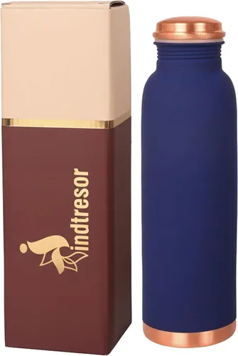 Miniatura 20 de Botella de agua de cobre puro - Hecha a mano - Beneficios para la salud ayurvédica - Grande 35 oz - A prueba de fugas - Fácil de llevar para Negro