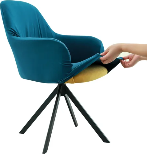 Miniatura 8 de Iauddy Funda de Silla Giratoria de Acento para Comedor para Oficina, Funda Elástica para Silla de Escritorio de Oficina de Respaldo Medio Protector