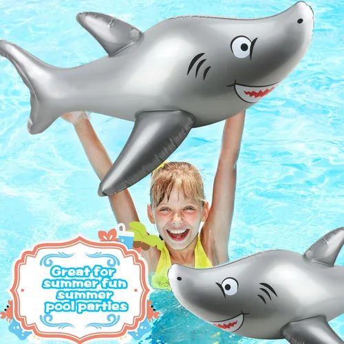 Miniatura 3 de Paquete de 4 flotadores inflables de tiburón de 40 pulgadas para verano, playa, piscina, mar, océano, suministros de fiesta