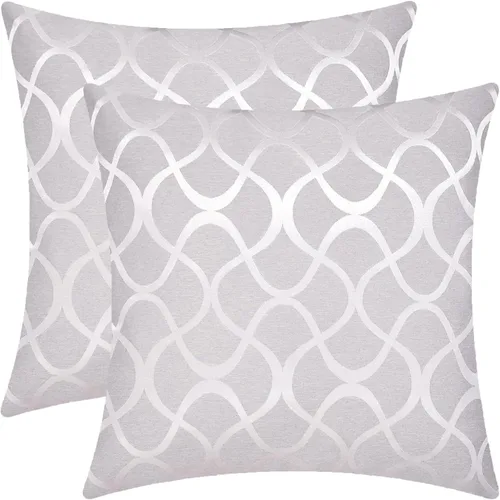 Miniatura 9 de CaliTime Juego de 2 fundas de almohada modernas, brillantes y opacos, con forma de onda, geométricas abstractas, para sofá, cama, sofá, decoración
