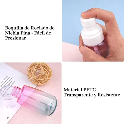Miniatura 5 de Cosywell Botella de spray de viaje aprobada por la TSA de 2oz 60ml, paquete de 3, a prueba de fugas, nebulización fina, botella de spray de plástico