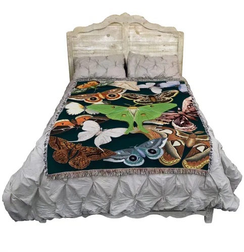 Miniatura 2 de Pure Country Weavers Manta de polillas esmeralda – Tapiz de regalo tejido de algodón – Fabricado en los Estados Unidos (72 x 54 pulgadas)