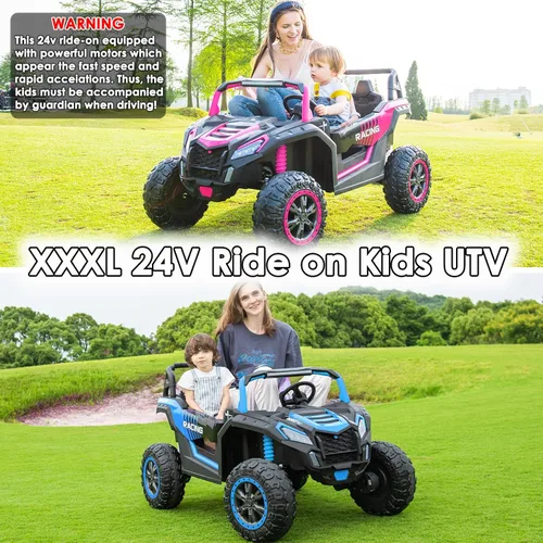 Miniatura 2 de NEWQIDA XXXL Vehículo de juguete de 24 V con batería para niños grandes 4WD Buggy UTV con neumáticos EVA, coche eléctrico para niños con control