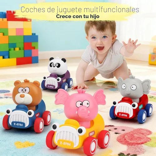 Miniatura 5 de AugToy Autos de Juguete de Presionar y Avanzar para Niños Pequeños 1-3 Empujar y Avanzar Carreras de Animales Autos de Bebé Juguetes Infantiles